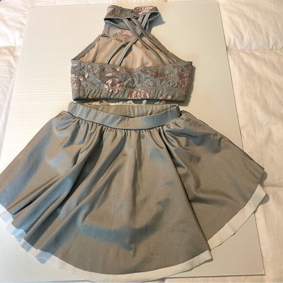 Weissman dance costume 2 piece gray We Belong
13428 lace sequin child SC 6 - Picture 3 of 13